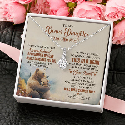 Alluring Beauty Necklace 14K White Gold Finish | 2 | Personalized To My Bonus Daughter Gifts Necklace From Stepmom Whenever Bear Unique Birthday Gifts For Stepdaughter Graduation Christmas Gift Box Message Card | siriusteestore.myshopify