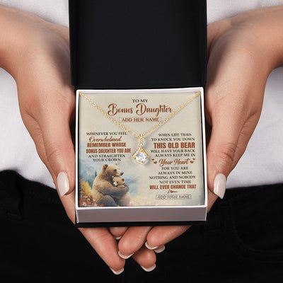 Alluring Beauty Necklace 18K Yellow Gold Finish | 2 | Personalized To My Bonus Daughter Gifts Necklace From Stepmom Whenever Bear Unique Birthday Gifts For Stepdaughter Graduation Christmas Gift Box Message Card | siriusteestore.myshopify