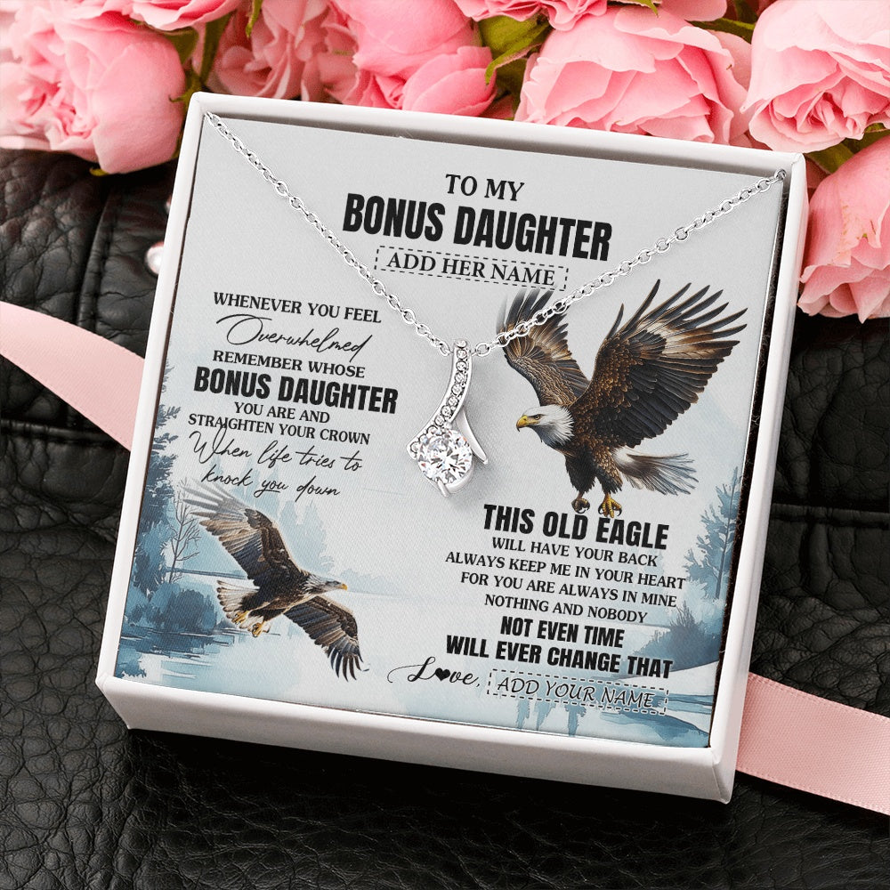 Alluring Beauty Necklace 14K White Gold Finish | 2 | Personalized To My Bonus Daughter Gifts Necklace From Stepmom Whenever Eagle Unique Birthday Gifts For Stepdaughter Christmas Jewelry Gift Box Message Card | https://siriusteestore.