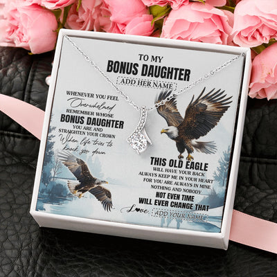 Alluring Beauty Necklace 14K White Gold Finish | 2 | Personalized To My Bonus Daughter Gifts Necklace From Stepmom Whenever Eagle Unique Birthday Gifts For Stepdaughter Christmas Jewelry Gift Box Message Card | https://siriusteestore.