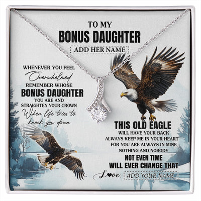 Alluring Beauty Necklace 14K White Gold Finish | 1 | Personalized To My Bonus Daughter Gifts Necklace From Stepmom Whenever Eagle Unique Birthday Gifts For Stepdaughter Christmas Jewelry Gift Box Message Card | https://siriusteestore.