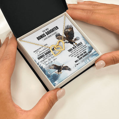 Interlocking Hearts Necklace 18K Yellow Gold Finish | 2 | Personalized To My Bonus Daughter Gifts Necklace From Stepmom Whenever Eagle Unique Birthday Gifts For Stepdaughter Christmas Jewelry Gift Box Message Card | https://siriusteestore.