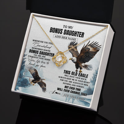 Love Knot Necklace 18K Yellow Gold Finish | 2 | Personalized To My Bonus Daughter Gifts Necklace From Stepmom Whenever Eagle Unique Birthday Gifts For Stepdaughter Christmas Jewelry Gift Box Message Card | https://siriusteestore.