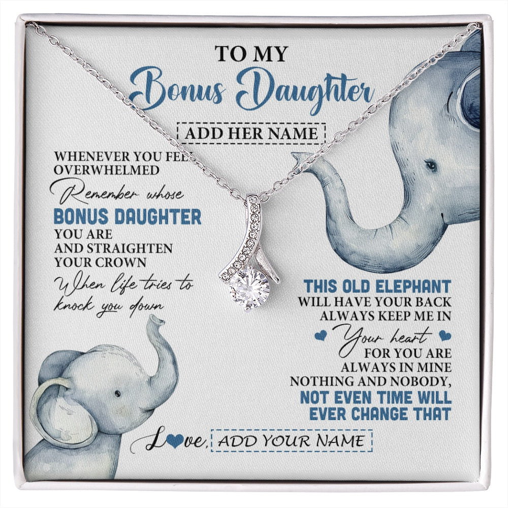Alluring Beauty Necklace 14K White Gold Finish | 1 | Personalized To My Bonus Daughter Gifts Necklace From Stepmom Whenever Elephant Unique Birthday Gifts For Stepdaughter Christmas Custom Gift Box Message Card | siriusteestore.myshopify