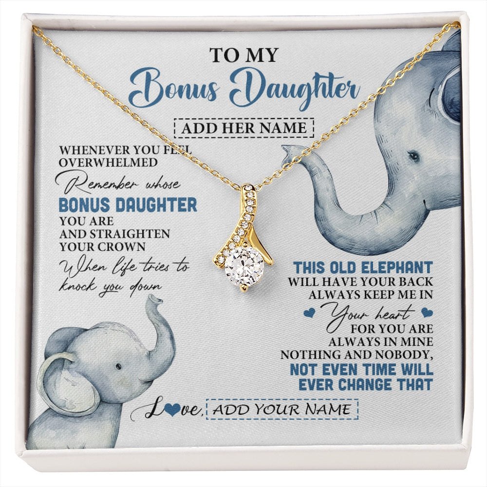 Alluring Beauty Necklace 18K Yellow Gold Finish | 1 | Personalized To My Bonus Daughter Gifts Necklace From Stepmom Whenever Elephant Unique Birthday Gifts For Stepdaughter Christmas Custom Gift Box Message Card | siriusteestore.myshopify