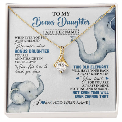 Alluring Beauty Necklace 18K Yellow Gold Finish | 1 | Personalized To My Bonus Daughter Gifts Necklace From Stepmom Whenever Elephant Unique Birthday Gifts For Stepdaughter Christmas Custom Gift Box Message Card | siriusteestore.myshopify