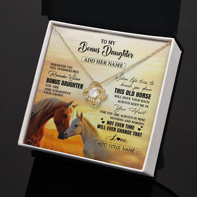 Love Knot Necklace 18K Yellow Gold Finish | 2 | Personalized To My Bonus Daughter Gifts Necklace From Stepmom Whenever Horse Unique Birthday Gifts For Stepdaughter Graduation Christmas Gift Box Message Card | siriusteestore.myshopify