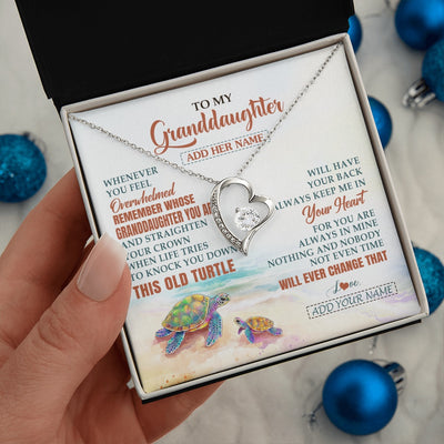 Forever Love Necklace 14K White Gold Finish | 2 | Personalized To My Bonus Daughter Gifts Necklace From Stepmom Whenever Turtle Unique Birthday Gifts For Stepdaughter Christmas Custom Gift Box Message Card | https://siriusteestore.