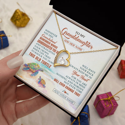 Forever Love Necklace 18K Yellow Gold Finish | 2 | Personalized To My Bonus Daughter Gifts Necklace From Stepmom Whenever Turtle Unique Birthday Gifts For Stepdaughter Christmas Custom Gift Box Message Card | https://siriusteestore.