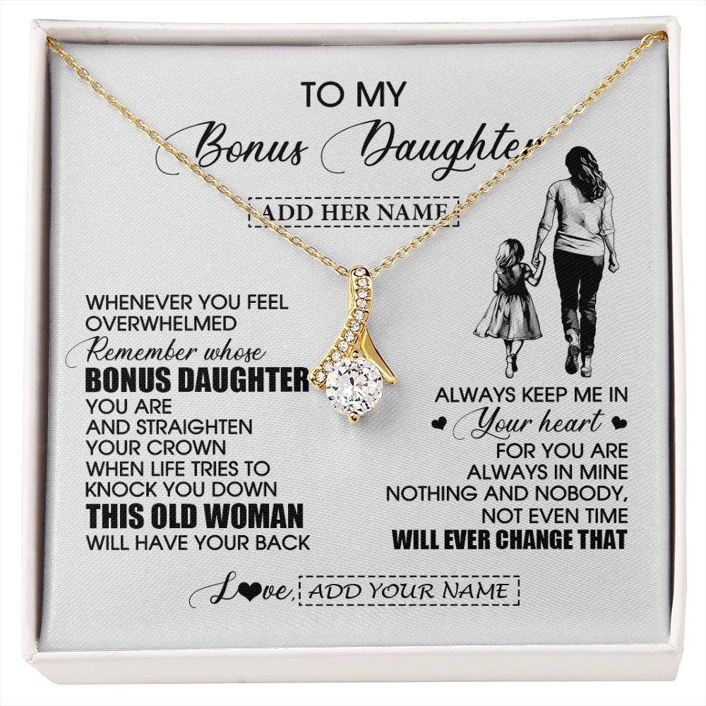 Alluring Beauty Necklace 18K Yellow Gold Finish | 1 | Personalized To My Bonus Daughter Gifts Necklace From Stepmom Whenever Woman Unique Birthday Gifts For Stepdaughter Graduation Christmas Gift Box Message Card | siriusteestore.myshopify