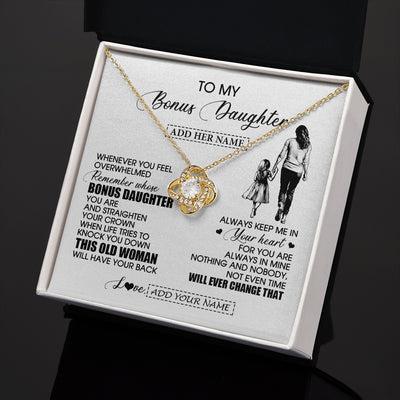 Love Knot Necklace 18K Yellow Gold Finish | 2 | Personalized To My Bonus Daughter Gifts Necklace From Stepmom Whenever Woman Unique Birthday Gifts For Stepdaughter Graduation Christmas Gift Box Message Card | siriusteestore.myshopify