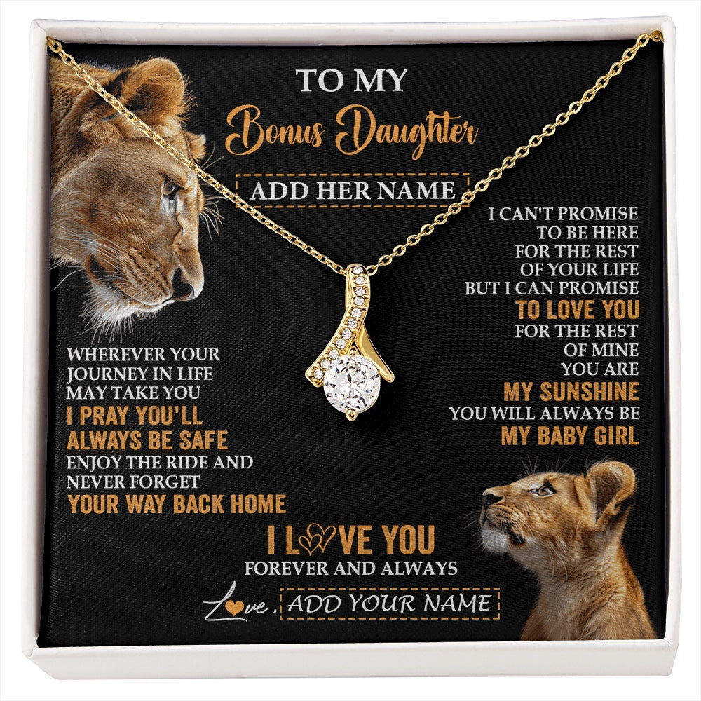 Alluring Beauty Necklace 18K Yellow Gold Finish | 1 | Personalized To My Bonus Daughter Gifts Necklace From Stepmom Wherever Your Journey In Life Lion Stepdaughter Birthday Gifts Christmas Gift Box Message Card | https://siriusteestore.
