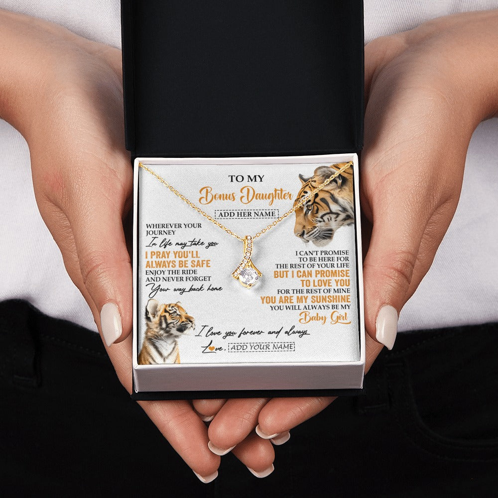 Alluring Beauty Necklace 18K Yellow Gold Finish | 2 | Personalized To My Bonus Daughter Gifts Necklace From Stepmom Wherever Your Journey In Life Tiger Stepdaughter Birthday Gifts Custom Gift Box Message Card | https://siriusteestore.