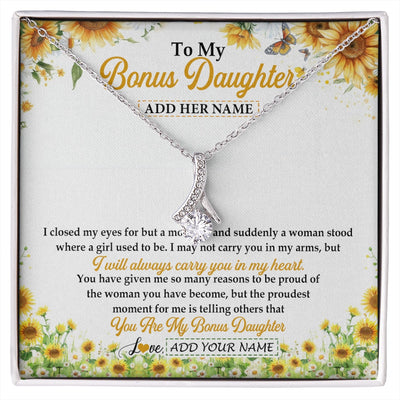 Alluring Beauty Necklace 14K White Gold Finish | 1 | Personalized To My Bonus Daughter Gifts Necklace From Stepmother I Closed My Eyes Sunflower Best Stepdaughter Birthday Gifts Christmas Gift Box Message Card | siriusteestore.myshopify