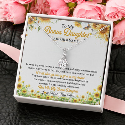 Alluring Beauty Necklace 14K White Gold Finish | 2 | Personalized To My Bonus Daughter Gifts Necklace From Stepmother I Closed My Eyes Sunflower Best Stepdaughter Birthday Gifts Christmas Gift Box Message Card | siriusteestore.myshopify
