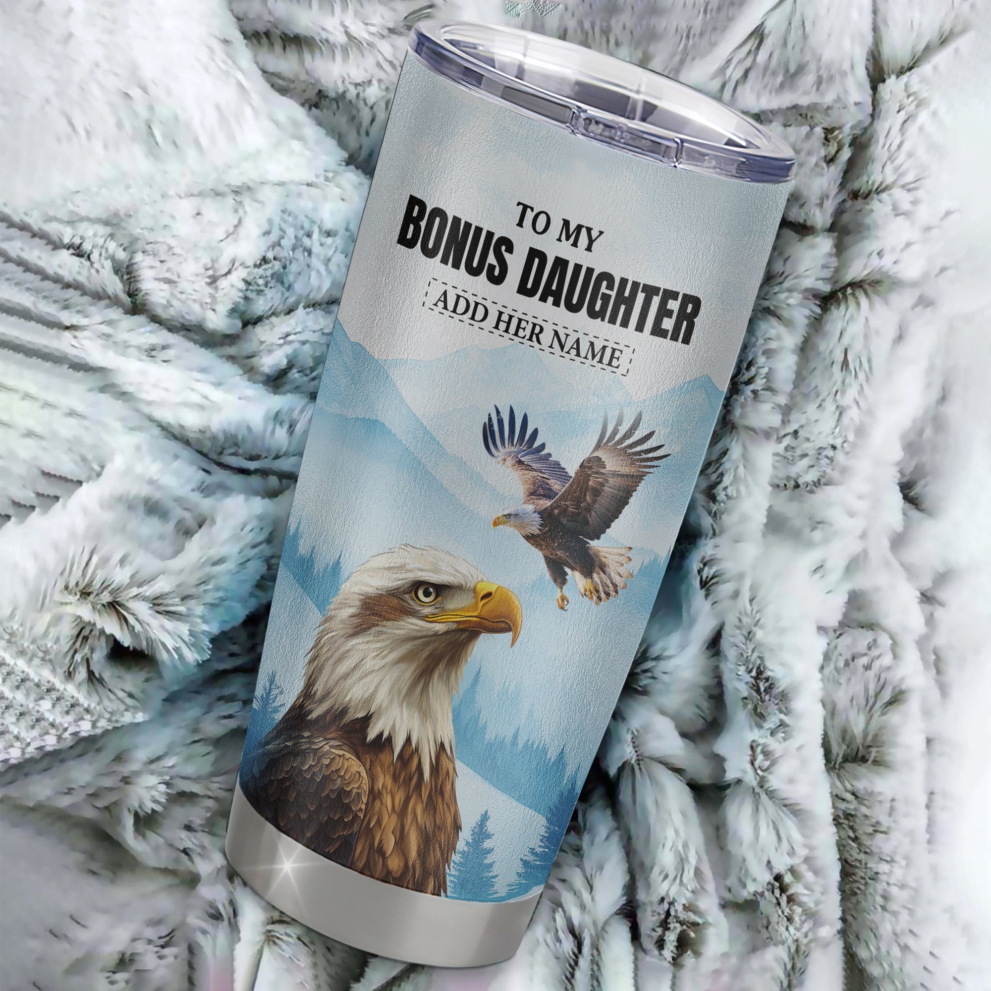 Personalized To My Bonus Daughter Gifts Tumbler From Stepdad Eagle My Only Wish For You Stepdaughter Birthday Gifts Graduation Christmas Custom Stainless Steel Mug | siriusteestore