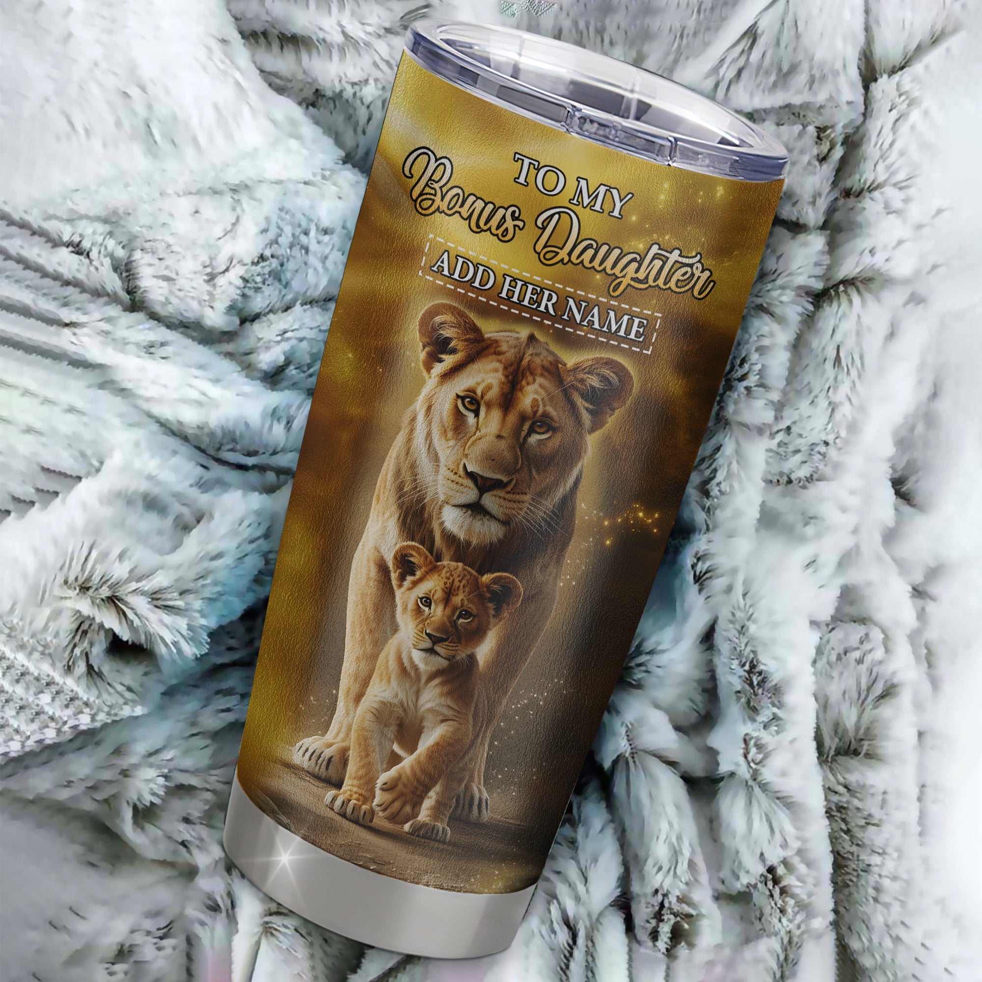 Personalized To My Bonus Daughter Gifts Tumbler From Stepmom Never Forget How Much I Love You Lion Stepdaughter Birthday Gifts Christmas Custom Stainless Steel Mug | siriusteestore