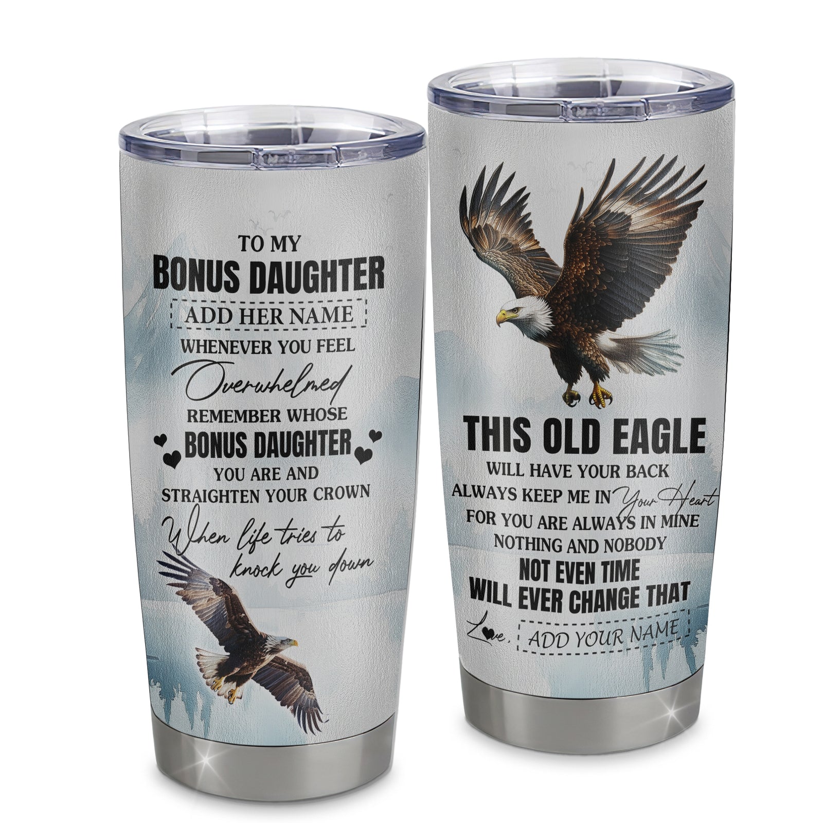 Personalized To My Bonus Daughter Gifts Tumbler From Stepmom Whenever Eagle Unique Birthday Gifts For Stepdaughter Graduation Christmas Stainless Steel Insulated Mug | siriusteestore