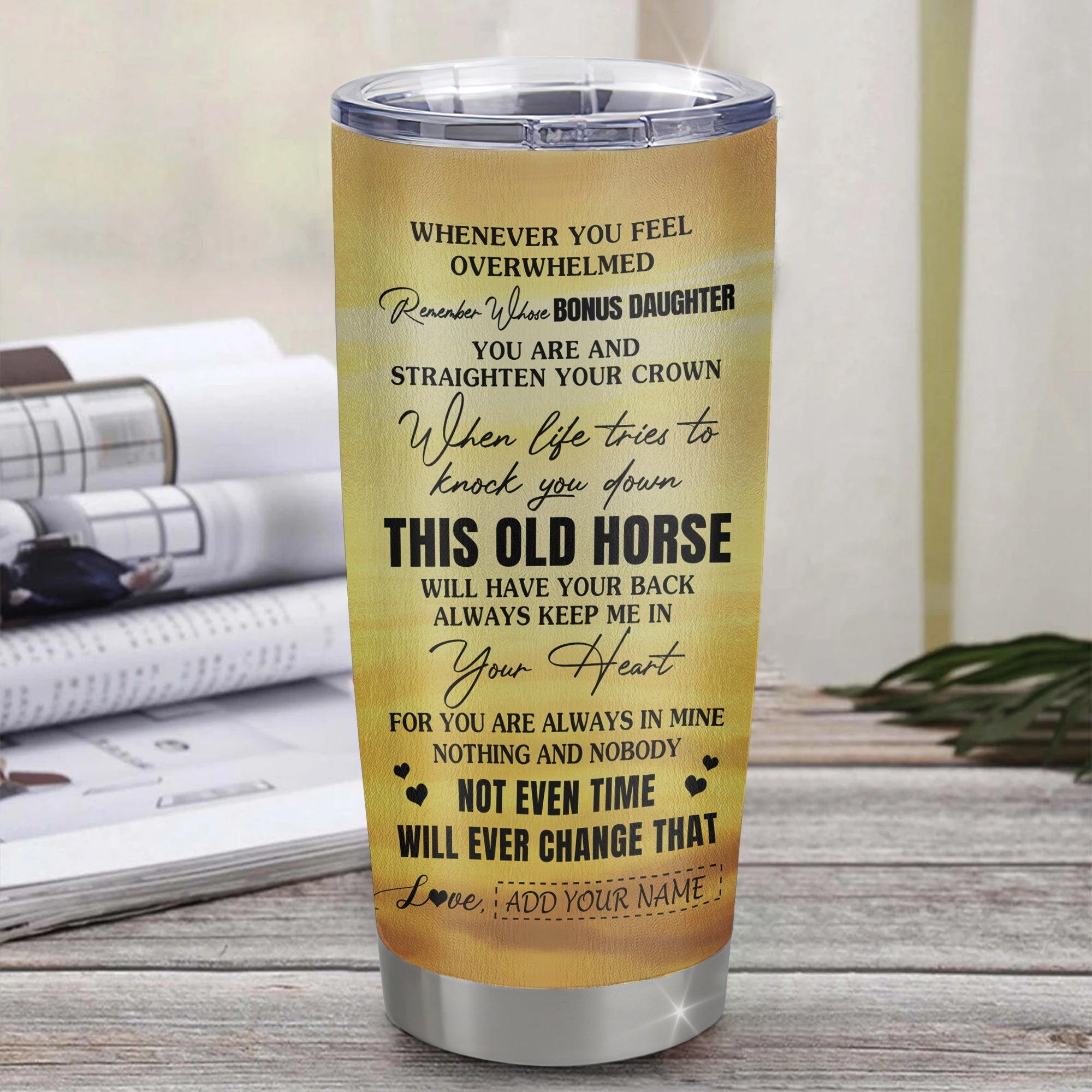 Personalized To My Bonus Daughter Gifts Tumbler From Stepmom Whenever Horse Unique Birthday Gifts For Stepdaughter Graduation Christmas Custom Stainless Steel Cup Mug | siriusteestore