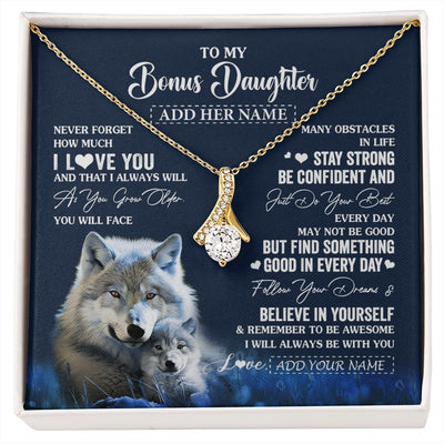 Alluring Beauty Necklace 18K Yellow Gold Finish | 1 | Personalized To My Bonus Daughter I Love You Forever Necklace From Step Mom Dad Wolf Stepdaughter Birthday Gifts Graduation Christmas Gift Box Message Card | siriusteestore.myshopify