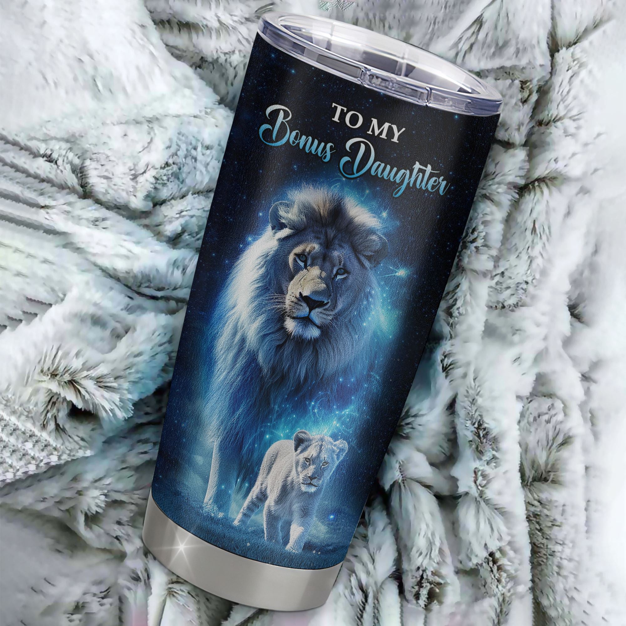 Personalized To My Bonus Daughter Lion Tumbler From Stepdad Stainless Steel Cup Today Is A Good Day Stepdaughter Gifts Birthday Graduation Christmas Custom Travel Mug | siriusteestore