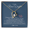 Forever Love Necklace 18K Yellow Gold Finish | Personalized To My Bonus Daughter Necklace From Mom Dad We Are Family Forever Jewelry Step Daughter Pendant Birthday Christmas Customized Gift Box Message Card | siriusteestore