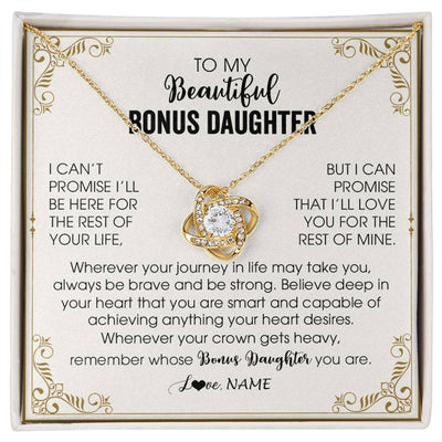 Love Knot Necklace 18K Yellow Gold Finish | 1 | Personalized To My Bonus Daughter Necklace From Step Mother Wherever Your Journey in Life There Birthday Graduation Christmas Customized Gift Box Message Card | siriusteestore