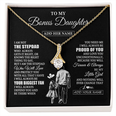Alluring Beauty Necklace 18K Yellow Gold Finish | 1 | Personalized To My Bonus Daughter Necklace From Stepdad Biggest Fan Birthday Gifts For Stepdaughter From Stepfather Christmas Custom Gift Box Message Card | siriusteestore.myshopify