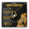Forever Love Necklace 18K Yellow Gold Finish | 1 | Personalized To My Bonus Daughter Necklace From Stepdad Lion My Only Wish For You Stepdaughter Birthday Graduation Christmas Customized Gift Box Message Card | siriusteestore
