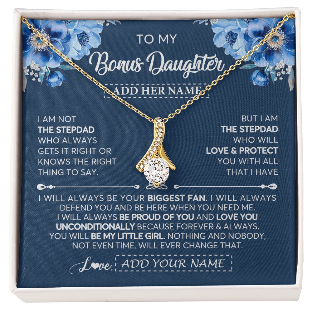 Alluring Beauty Necklace 18K Yellow Gold Finish | 1 | Personalized To My Bonus Daughter Necklace From Stepdad Proud Of You Birthday Gifts For Stepdaughter Jewelry Gifts Christmas Custom Gift Box Message Card | https://siriusteestore.