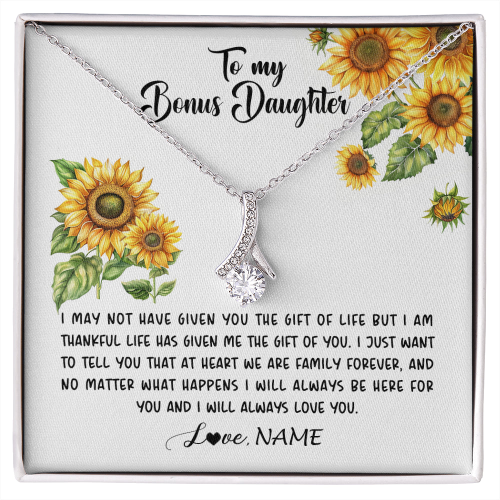 Alluring Beauty Necklace 14K White Gold Finish | 1 | Personalized To My Bonus Daughter Necklace From Stepdad Stepmom Sunflower Unbiological Daughter Stepdaughter On Her Birthday Gifts Christmas Message Card | siriusteestore