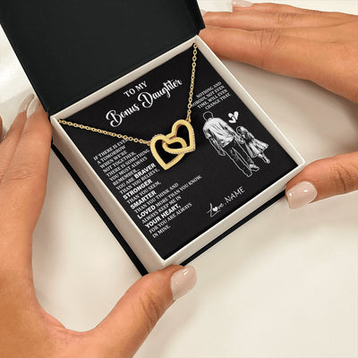 Interlocking Hearts Necklace 18K Yellow Gold Finish | 2 | Personalized To My Bonus Daughter Necklace From Stepdad You Are Always In Mine Beautiful Stepddaughter Birthday Graduation Christmas With Gift Box Message Card | siriusteestore