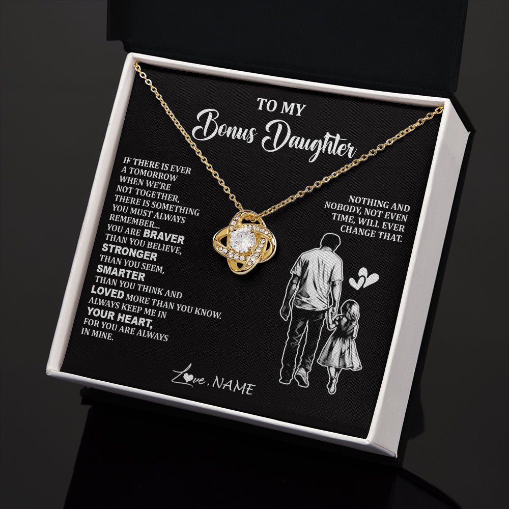 Love Knot Necklace 18K Yellow Gold Finish | 2 | Personalized To My Bonus Daughter Necklace From Stepdad You Are Always In Mine Beautiful Stepddaughter Birthday Graduation Christmas With Gift Box Message Card | siriusteestore