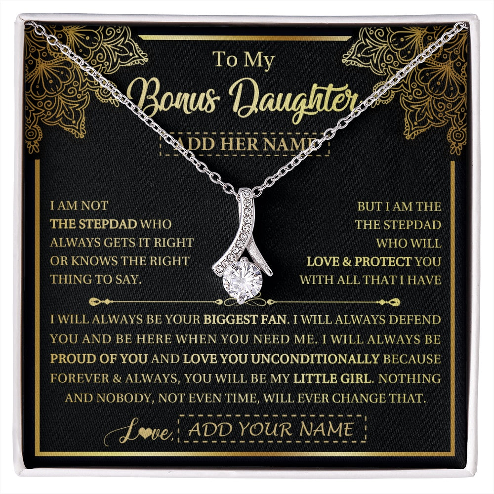 Alluring Beauty Necklace 14K White Gold Finish | 1 | Personalized To My Bonus Daughter Necklace From Stepdad Your Biggest Fan Birthday Gifts For Stepdaughter Gifts Christmas Jewelry Custom Gift Box Message Card | siriusteestore.myshopify