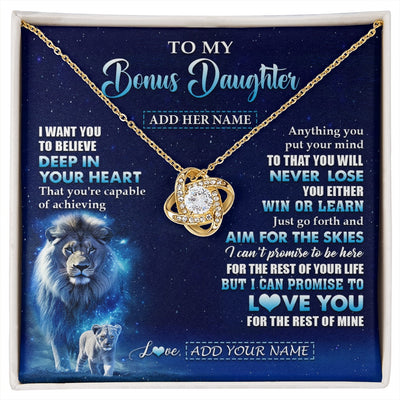 Love Knot Necklace 18K Yellow Gold Finish | 1 | Personalized To My Bonus Daughter Necklace From Stepfather Believe Your Heart Stepdaughter Gift Birthday Graduation Christmas Customized Gift Box Message Card | siriusteestore.myshopify