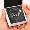 Interlocking Hearts Necklace Stainless Steel & Rose Gold Finish | 2 | Personalized To My Bonus Daughter Necklace From Stepfather Whenever You Feel Overwhelmed Stepdaughter Jewelry Birthday Christmas Customized Message Card | siriusteestore