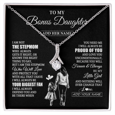 Alluring Beauty Necklace 14K White Gold Finish | 1 | Personalized To My Bonus Daughter Necklace From Stepmom Biggest Fan Birthday Gifts For Stepdaughter From Stepmother Christmas Custom Gift Box Message Card | siriusteestore.myshopify