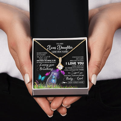 Alluring Beauty Necklace 18K Yellow Gold Finish | 2 | Personalized To My Bonus Daughter Necklace From Stepmom Stepdad Butterfly Sometimes Say I Love You Stepdaughter Birthday Christmas Gift Box Message Card | siriusteestore.myshopify