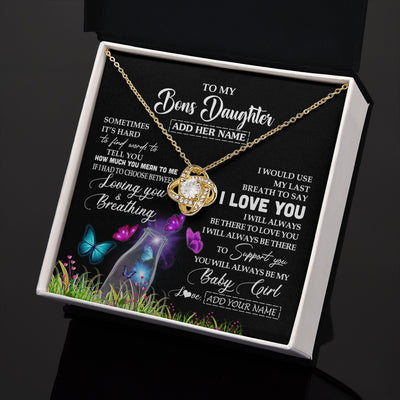 Love Knot Necklace 18K Yellow Gold Finish | 2 | Personalized To My Bonus Daughter Necklace From Stepmom Stepdad Butterfly Sometimes Say I Love You Stepdaughter Birthday Christmas Gift Box Message Card | siriusteestore.myshopify