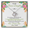 Love Knot Necklace 14K White Gold Finish | 1 | Personalized To My Bonus Daughter Necklace From Stepmom Stepdad My Sweet Heart Birthday Gift For Stepddaughter Christmas Graduation Gift Box Message Card | siriusteestore