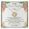 Love Knot Necklace 18K Yellow Gold Finish | 1 | Personalized To My Bonus Daughter Necklace From Stepmom Stepdad My Sweet Heart Birthday Gift For Stepddaughter Christmas Graduation Gift Box Message Card | siriusteestore
