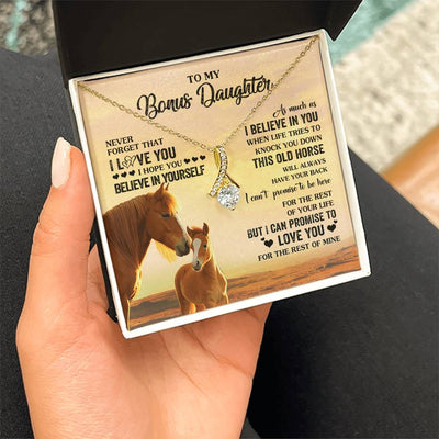 Alluring Beauty Necklace 18K Yellow Gold Finish | 2 | Personalized To My Bonus Daughter Necklace From Stepmom This Old Horse Love You Stepddaughter Birthday Jewelry Christmas Customized Gift Box Message Card | siriusteestore