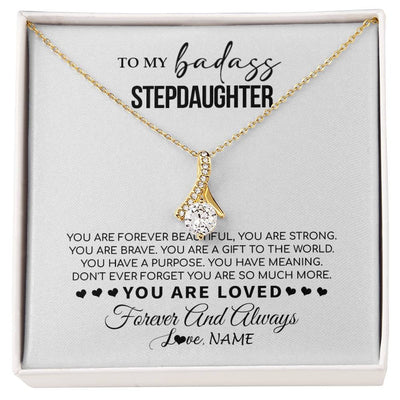 Alluring Beauty Necklace 18K Yellow Gold Finish | 1 | Personalized To My Bonus Daughter Necklace From Stepmom You Are Forever Beautiful Stepdaughter Birthday Graduation Christmas Customized Gift Box Message Card | siriusteestore