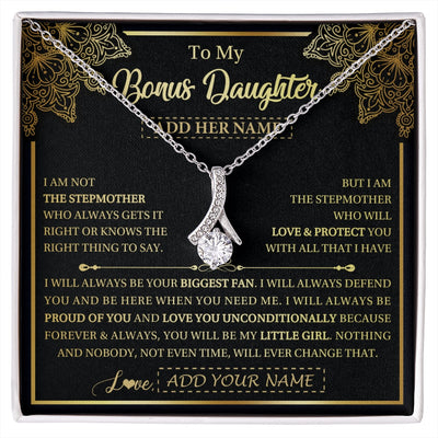 Alluring Beauty Necklace 14K White Gold Finish | 1 | Personalized To My Bonus Daughter Necklace From Stepmom Your Biggest Fan Birthday Gifts For Stepdaughter Gifts Christmas Custom Gift Box Message Card | siriusteestore.myshopify
