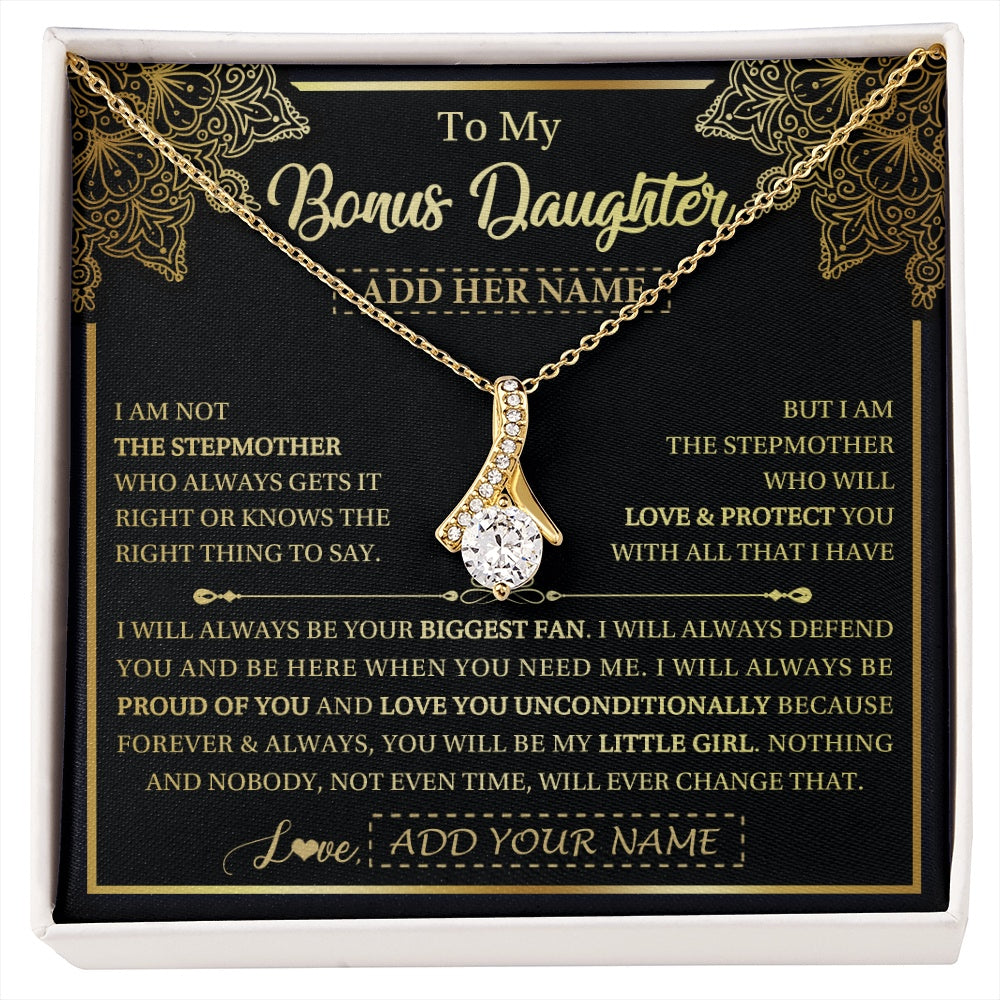 Alluring Beauty Necklace 18K Yellow Gold Finish | 1 | Personalized To My Bonus Daughter Necklace From Stepmom Your Biggest Fan Birthday Gifts For Stepdaughter Gifts Christmas Custom Gift Box Message Card | siriusteestore.myshopify