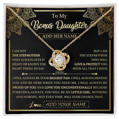 Love Knot Necklace 18K Yellow Gold Finish | 1 | Personalized To My Bonus Daughter Necklace From Stepmom Your Biggest Fan Birthday Gifts For Stepdaughter Gifts Christmas Custom Gift Box Message Card | siriusteestore.myshopify
