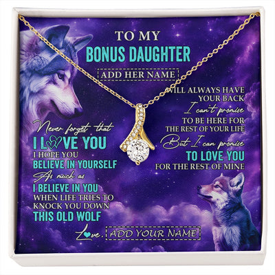Alluring Beauty Necklace 18K Yellow Gold Finish | 1 | Personalized To My Bonus Daughter Necklace From Stepmother Dad Wolf Never Forget I Love You Stepdaughter Birthday Gifts Christmas Custom Gift Box Message Card Shirt & Hoodie | https://siriusteestore.
