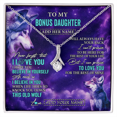Alluring Beauty Necklace 14K White Gold Finish | 1 | Personalized To My Bonus Daughter Necklace From Stepmother Dad Wolf Never Forget I Love You Stepdaughter Birthday Gifts Christmas Custom Gift Box Message Card Shirt & Hoodie | https://siriusteestore.