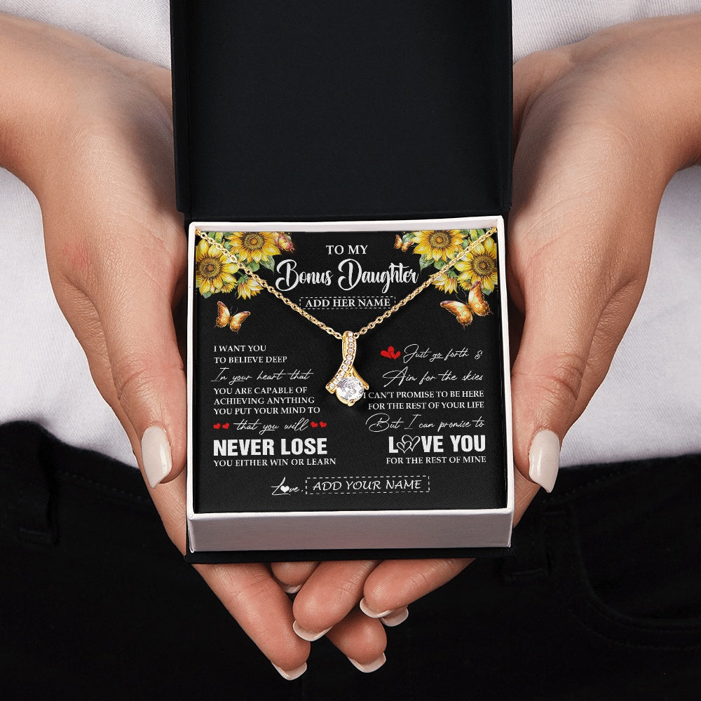 Alluring Beauty Necklace 18K Yellow Gold Finish | 2 | Personalized To My Bonus Daughter Necklace From Stepmother Dad You Will Never Lose Sunflower Stepdaughter Birthday Gifts Christmas Gift Box Message Card | siriusteestore.myshopify