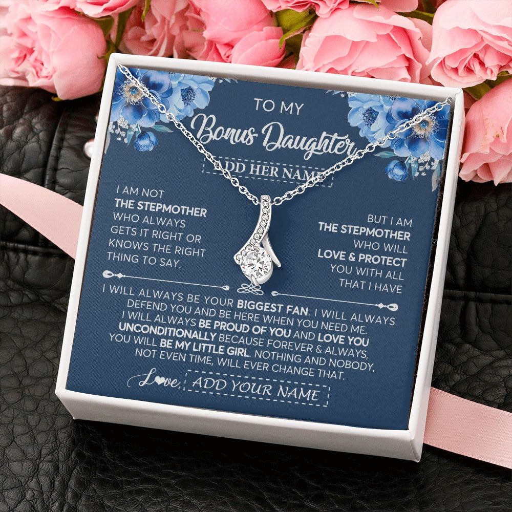 Alluring Beauty Necklace 14K White Gold Finish | 2 | Personalized To My Bonus Daughter Necklace From Stepmother Proud Of You Birthday Gifts For Stepdaughter Jewelry Gifts Christmas Custom Gift Box Message Card | https://siriusteestore.